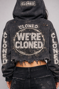 CLONED barcoded  hoodie cropped
